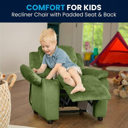 Flash Furniture Kids Recliner, 26" to 39" x 28", Upholstery Color: Green, Frame Material: Hardwood, Plastic BT-7985-KID-MIC-AVO-GG